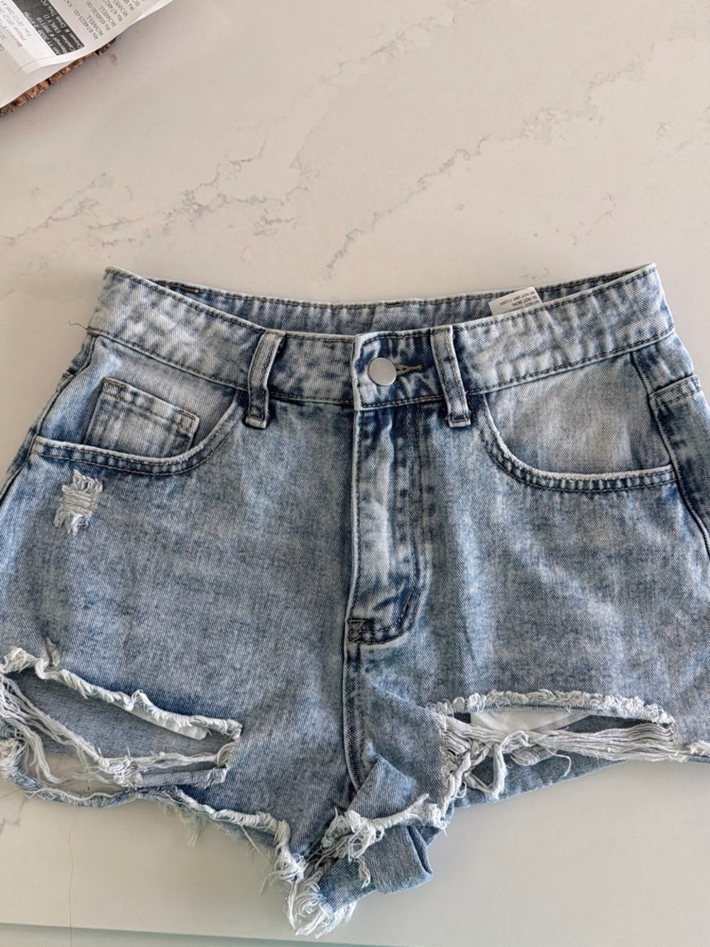 Light Wash Distressed Denim Women's Shorts